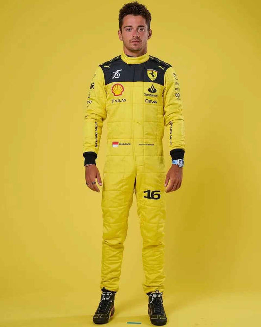 F1 Charles Leclerc Yellow 2022 Model Printed Suit