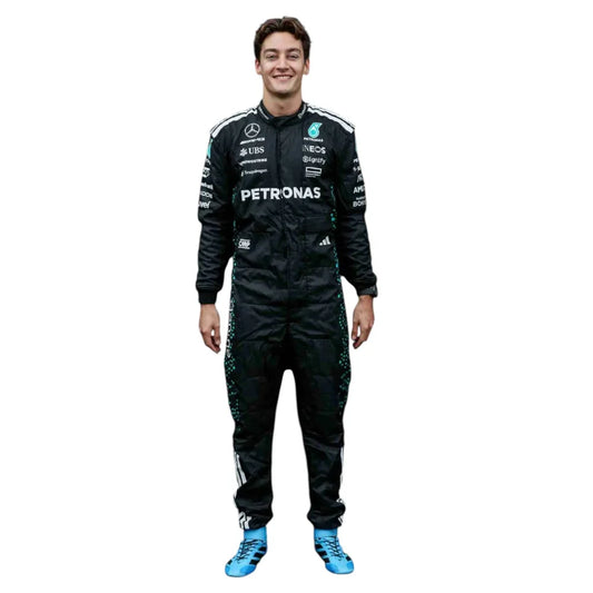 George Russell 2025 Mercedes F1 Inspired Race Suit  black | KarteX Racewear